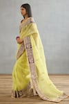 Torani_Yellow Silk Organza Hand Embroidered Dori Gul Mina Amruta Saree  _Online_at_Aza_Fashions