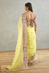 Shop_Torani_Yellow Silk Organza Hand Embroidered Dori Gul Mina Amruta Saree  _at_Aza_Fashions