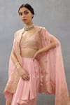 Torani_Pink Silk Organza Hand Embroidered Dori Gul Mohar Zuri Skirt Set  _Online_at_Aza_Fashions