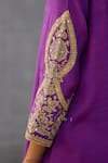 Torani_Purple Slub Silk Hand Embroidered Dori Gul Rez Qashi Kurta And Pant Set  _at_Aza_Fashions