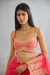 Buy_Torani_Pink Raw Silk Embroidery Sequin Sweetheart Neck Gul Kand Zarra Dori Blouse _at_Aza_Fashions