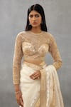 Buy_Torani_Ivory Butterfly Net Embroidery Sequin Round Neck Gul Bano Ojasvi Dori Blouse _at_Aza_Fashions