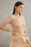 Shop_Torani_Pink Raw Silk Embroidery Sequin Round Neck Gul Mohar Ojaswi Thread Blouse _Online_at_Aza_Fashions