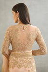 Shop_Torani_Pink Raw Silk Embroidery Sequin Round Neck Gul Mohar Ojaswi Thread Blouse _at_Aza_Fashions