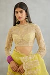 Buy_Torani_Yellow Raw Silk Embroidery Sequin Round Neck Gul Mina Ojasvi Blouse _at_Aza_Fashions