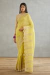 Buy_Torani_Yellow Raw Silk Embroidery Sequin Round Neck Gul Mina Ojasvi Blouse _Online_at_Aza_Fashions