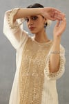 Torani_Ivory Silk Organza Embroidery Dori Gul Bano Revathi Kurta And Pant Set  _Online_at_Aza_Fashions