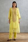 Buy_Torani_Yellow Silk Organza Embroidery Gul Mina Revathi Kurta And Pant Set  _at_Aza_Fashions