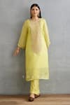 Torani_Yellow Silk Organza Embroidery Gul Mina Revathi Kurta And Pant Set  _at_Aza_Fashions