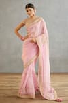 Buy_Torani_Pink Silk Organza Printed Gul Mohar Taashi Dori Embroidered Saree  _at_Aza_Fashions