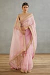 Buy_Torani_Pink Silk Organza Printed Gul Mohar Taashi Dori Embroidered Saree  _Online_at_Aza_Fashions