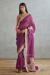 Buy_Torani_Purple Silk Organza Printed Gul Rez Taashi Dori Embroidered Saree  _at_Aza_Fashions