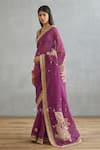 Torani_Purple Silk Organza Printed Gul Rez Taashi Dori Embroidered Saree  _Online_at_Aza_Fashions