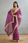 Buy_Torani_Purple Silk Organza Printed Gul Rez Taashi Dori Embroidered Saree  _Online_at_Aza_Fashions