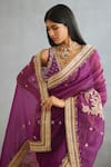 Shop_Torani_Purple Silk Organza Printed Gul Rez Taashi Dori Embroidered Saree  _Online_at_Aza_Fashions