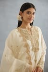 Buy_Torani_Ivory Raw Silk Embroidery Dori Notched Gul Bano Pushti Kurta Set  _Online_at_Aza_Fashions