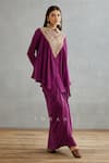 Buy_Torani_Purple Silk Crepe Gul Rez Saroja Kameez Shirt And Dhoti Draped Skirt Set  _at_Aza_Fashions