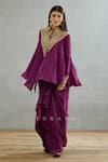 Buy_Torani_Purple Silk Crepe Gul Rez Saroja Kameez Shirt And Dhoti Draped Skirt Set  _Online_at_Aza_Fashions