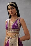 Shop_Torani_Purple Handwoven Chanderi Embroidery Dori Plunge V Neck Gul Rez Aarvi Blouse _Online_at_Aza_Fashions