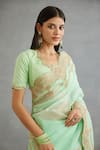 Buy_Torani_Green Silk Organza Embroidery Gul Neer Idika Scallop Border Saree  _Online_at_Aza_Fashions