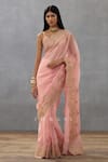 Buy_Torani_Pink Silk Organza Embroidery Dori Gul Mohar Idika Border Saree  _at_Aza_Fashions