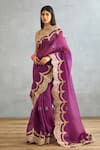 Buy_Torani_Purple Silk Organza Embroidery Dori Gul Rez Idika Border Saree  _at_Aza_Fashions