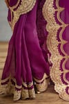 Torani_Purple Silk Organza Embroidery Dori Gul Rez Idika Border Saree  _Online_at_Aza_Fashions