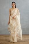 Torani_Ivory Raw Silk Embroidery Dori Sweetheart Neck Gul Bano Idika Blouse _Online_at_Aza_Fashions