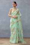 Torani_Green Silk Organza Hand Embroidery Dori Gul Neer Daavya Saree  _Online_at_Aza_Fashions