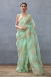 Buy_Torani_Green Silk Organza Hand Embroidery Dori Gul Neer Daavya Saree  _at_Aza_Fashions