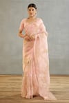 Buy_Torani_Pink Silk Organza Hand Embroidery Dori Gul Mohar Daavya Saree  _at_Aza_Fashions