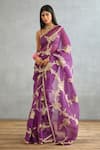 Buy_Torani_Purple Silk Organza Hand Embroidery Dori Gul Rez Daavya Saree  _at_Aza_Fashions