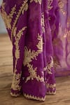 Torani_Purple Silk Organza Hand Embroidery Dori Gul Rez Daavya Saree  _Online_at_Aza_Fashions