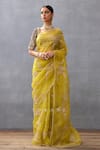 Buy_Torani_Yellow Silk Organza Hand Embroidery Dori Gul Mehtab Daavya Saree  _at_Aza_Fashions