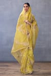 Shop_Torani_Yellow Silk Organza Hand Embroidery Dori Gul Mehtab Daavya Saree  _at_Aza_Fashions