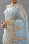 Torani_Blue Silk Organza Hand Embroidery Dori Gul Nilofer Geetika Saree  _Online_at_Aza_Fashions