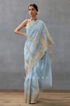 Shop_Torani_Blue Silk Organza Hand Embroidery Dori Gul Nilofer Geetika Saree  _Online_at_Aza_Fashions