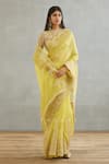 Torani_Yellow Silk Organza Hand Embroidery Dori Gul Mina Geetika Saree  _Online_at_Aza_Fashions