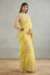 Buy_Torani_Yellow Silk Organza Hand Embroidery Dori Gul Mina Geetika Saree  _Online_at_Aza_Fashions