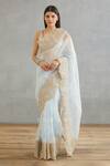 Torani_Blue Silk Organza Hand Embroidery Dori Gul Nilofer Yashaswini Saree  _Online_at_Aza_Fashions