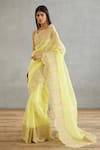 Torani_Yellow Silk Organza Hand Embroidery Dori Gul Mina Yashaswini Saree  _Online_at_Aza_Fashions