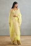 Torani_Yellow Silk Organza Hand Embroidery Dori Gul Mina Yashaswini Saree  _at_Aza_Fashions