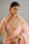 Torani_Pink Silk Organza Hand Embroidery Dori Gul Mohar Yashaswini Saree  _Online_at_Aza_Fashions