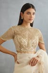 Buy_Torani_Ivory Raw Silk Hand Embroidery Dori Round Neck Gul Bano Yashoda Blouse _at_Aza_Fashions