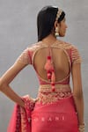 Shop_Torani_Pink Raw Silk Hand Embroidery Dori Notched Round Neck Gul Yashoda Blouse _at_Aza_Fashions