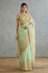 Buy_Torani_Green Silk Organza Hand Embroidery Dori Gul Neer Yashoda Saree  _at_Aza_Fashions