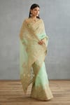 Torani_Green Silk Organza Hand Embroidery Dori Gul Neer Yashoda Saree  _at_Aza_Fashions