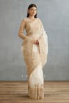 Torani_Ivory Silk Organza Hand Embroidery Dori Gul Bano Yashoda Saree  _at_Aza_Fashions