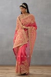 Torani_Pink Silk Organza Hand Embroidery Dori Gul Yashoda Saree  _Online_at_Aza_Fashions