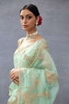 Buy_Torani_Green Raw Silk Hand Embroidery Dori Gul Neer Zarra Blouse _Online_at_Aza_Fashions